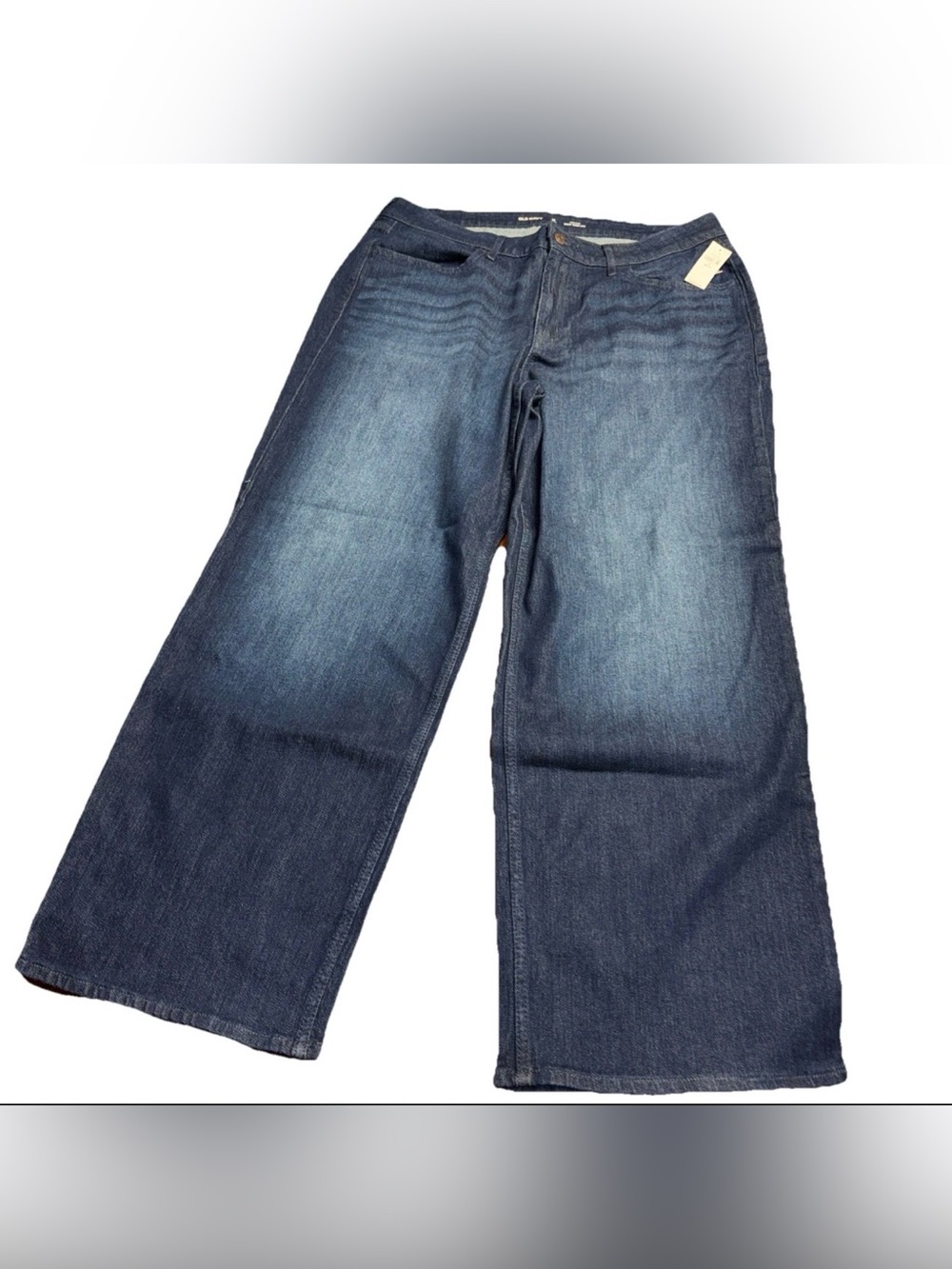 Old Navy Wow Wide Leg High Rise Denim Jeans Blue Cotton Blend Women's 16P NWT
